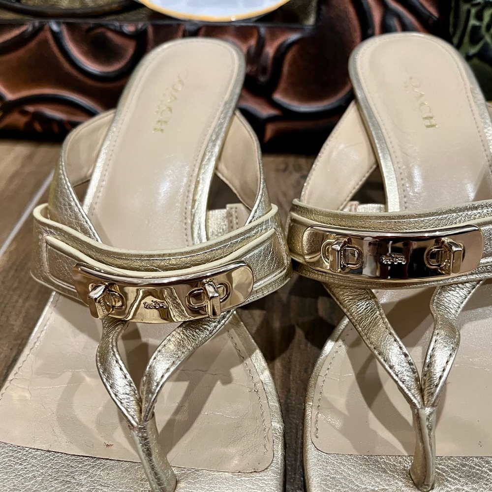Authentic COACH Olina Gold Sandals Size 6.5B GUC! - Picture 6 of 10